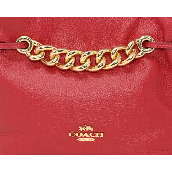 COACH ANDY Crossbody Shoulder Bag Red Apple Leather Chunky Chain CE555 NWT $428 - Picture 7 of 9